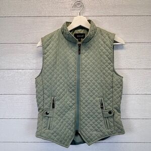 EOUS‎ Women Sage Green Quilted Equestrian Vest Full Zip Mock Neck Small